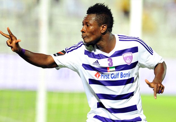 Al Ain striker Asamoah Gyan has insisted he is happy at the club amid reports suggesting West Ham United have made a loan approach for him.