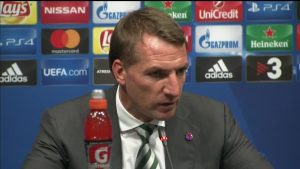 Celtic boss Brendan Rodgers watched on as his team were hammered 7-0 at Barcelona